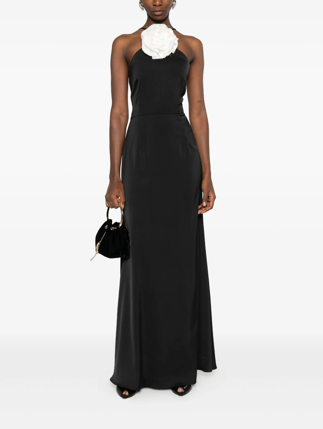 Rochie lunga neagra cu spate gol ROSIE
